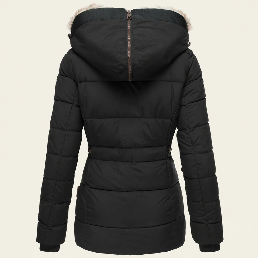 Black Fitted Quilted Jacket back view