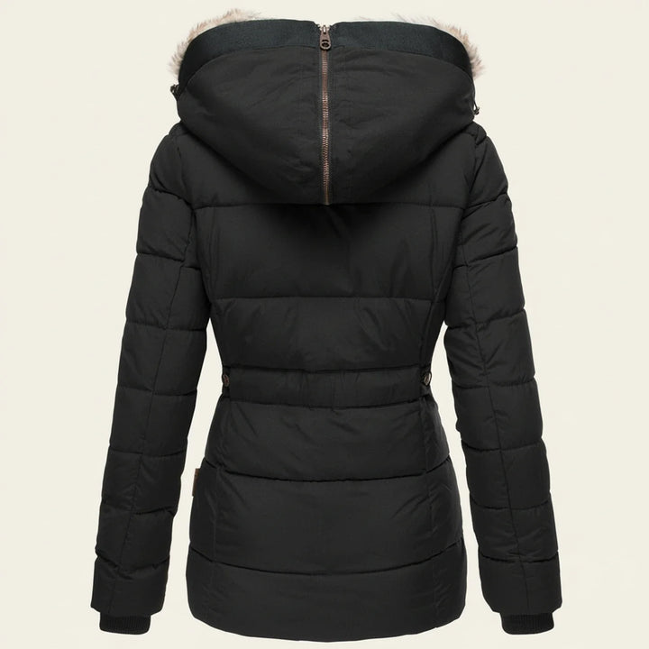 Black Fitted Quilted Jacket back view
