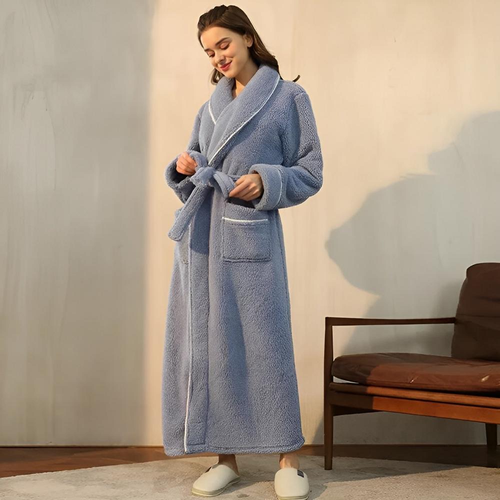 Flannel Shawl-Collar Robe shawl collar detail