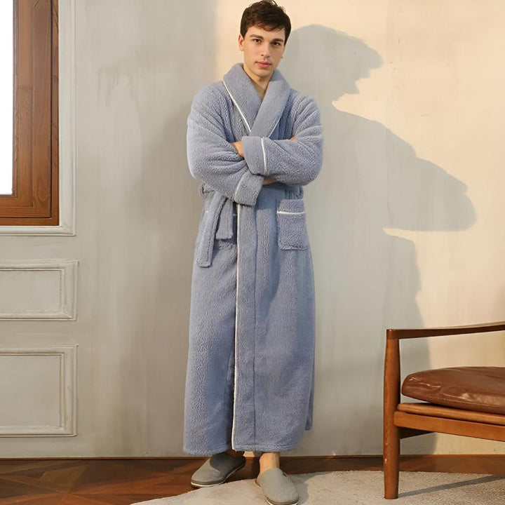 Flannel Shawl-Collar Robe side pocket detail
