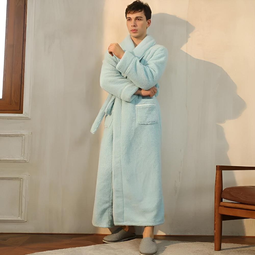 Flannel Shawl-Collar Robe fleece fabric texture