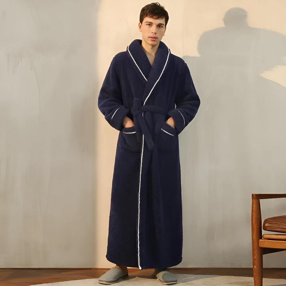 Flannel Shawl-Collar Robe folded flat lay