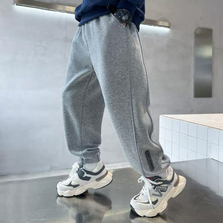 Gray Fleece Jogger Pants side view