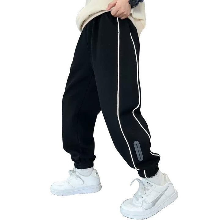 Black Fleece Jogger Pants on white background
