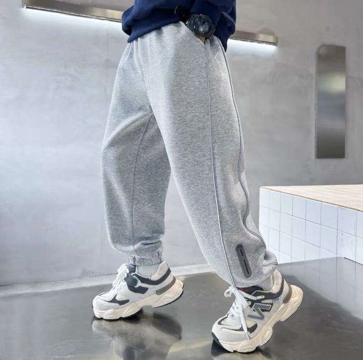 Gray Fleece Jogger Pants three-quarter view