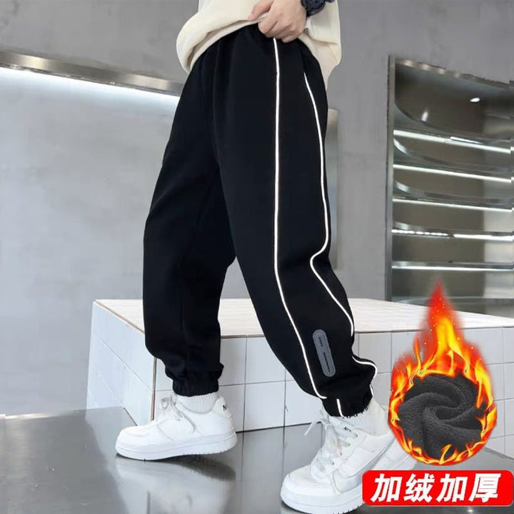 Black Fleece Jogger Pants with fleece lining detail