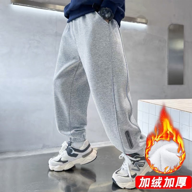 Gray Fleece Jogger Pants with fleece lining detail