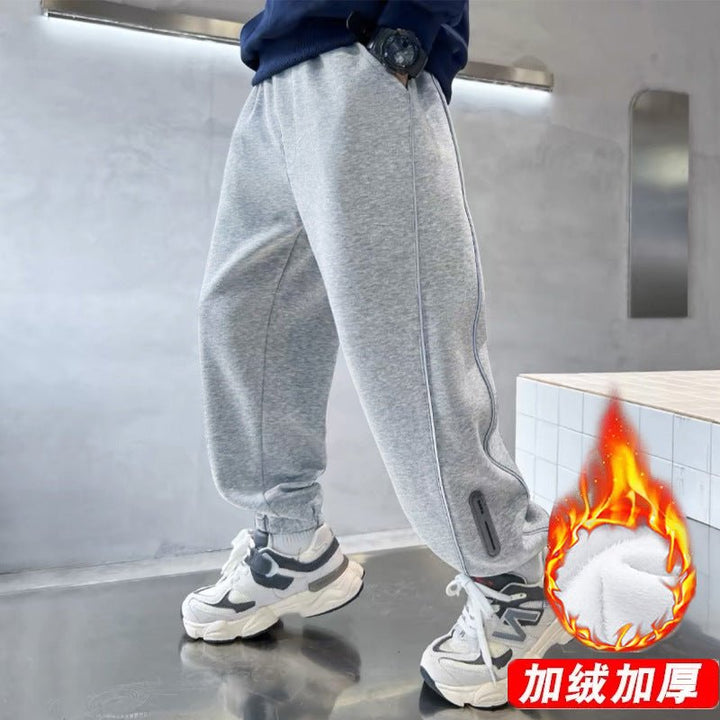 Gray Fleece Jogger Pants with fleece lining detail