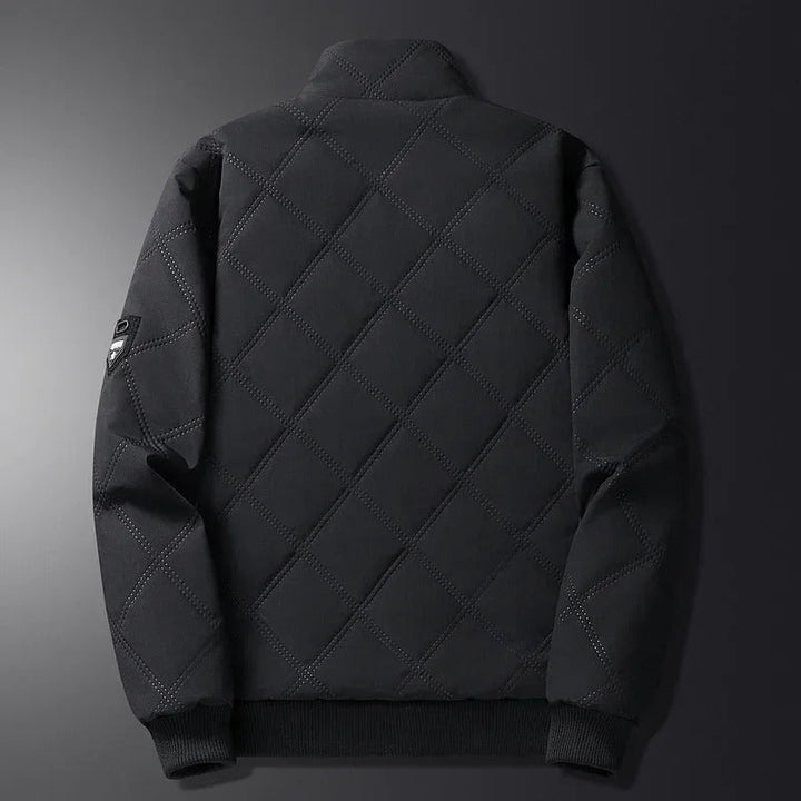 Black Fleece-Lined Diamond-Quilted Jacket front view