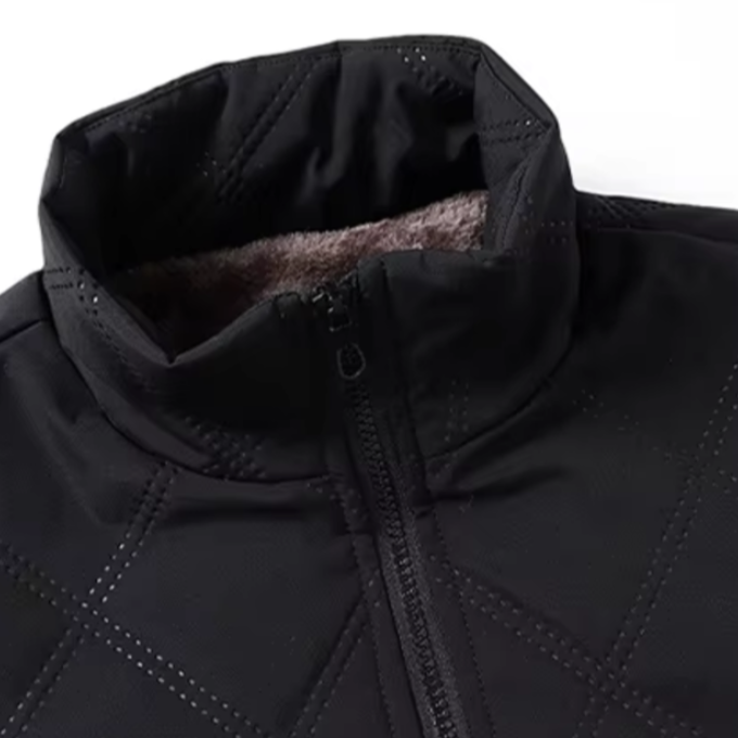 Fleece-Lined Diamond-Quilted Jacket stand collar detail