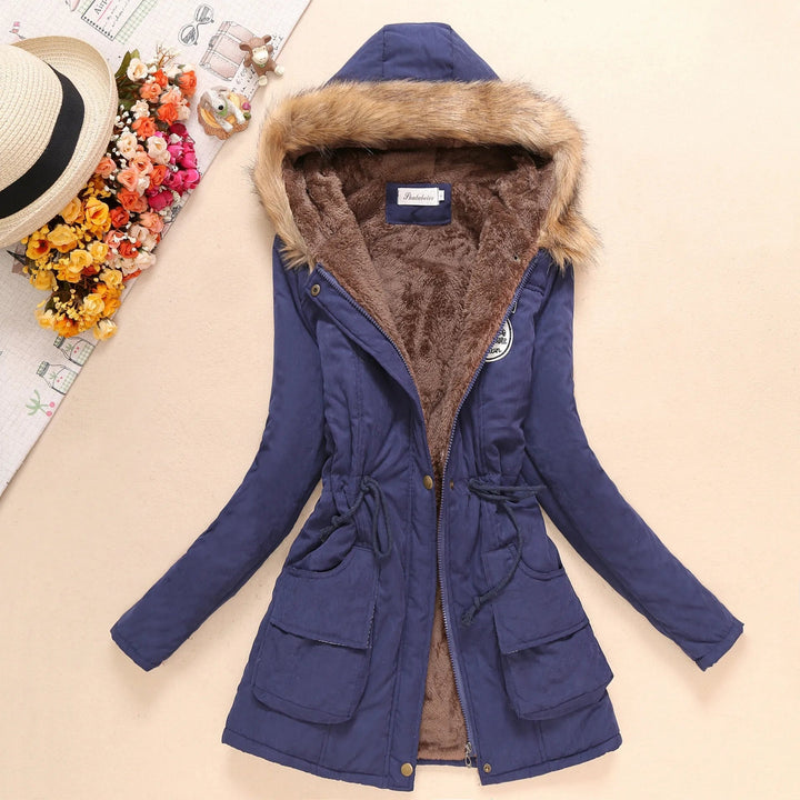 Royal Blue Fleece-Lined Drawstring Parka front view
