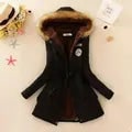 Black Fleece-Lined Drawstring Parka front view