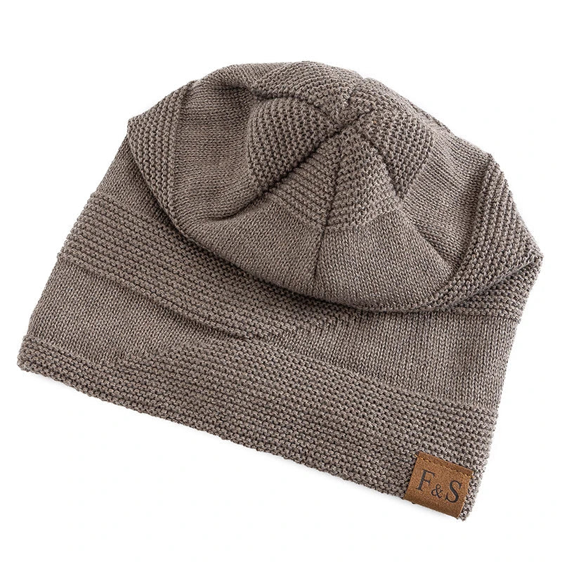Khaki Fleece-Lined Knit Beanie worn lifestyle