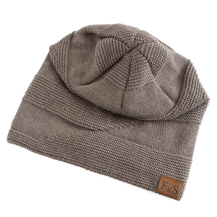 Khaki Fleece-Lined Knit Beanie worn lifestyle