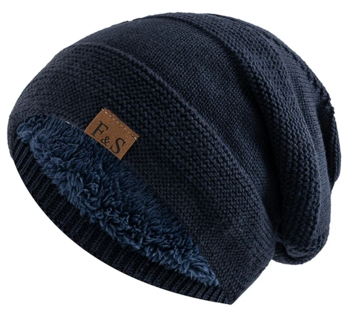 Khaki Fleece-Lined Knit Beanie fleece lining detail