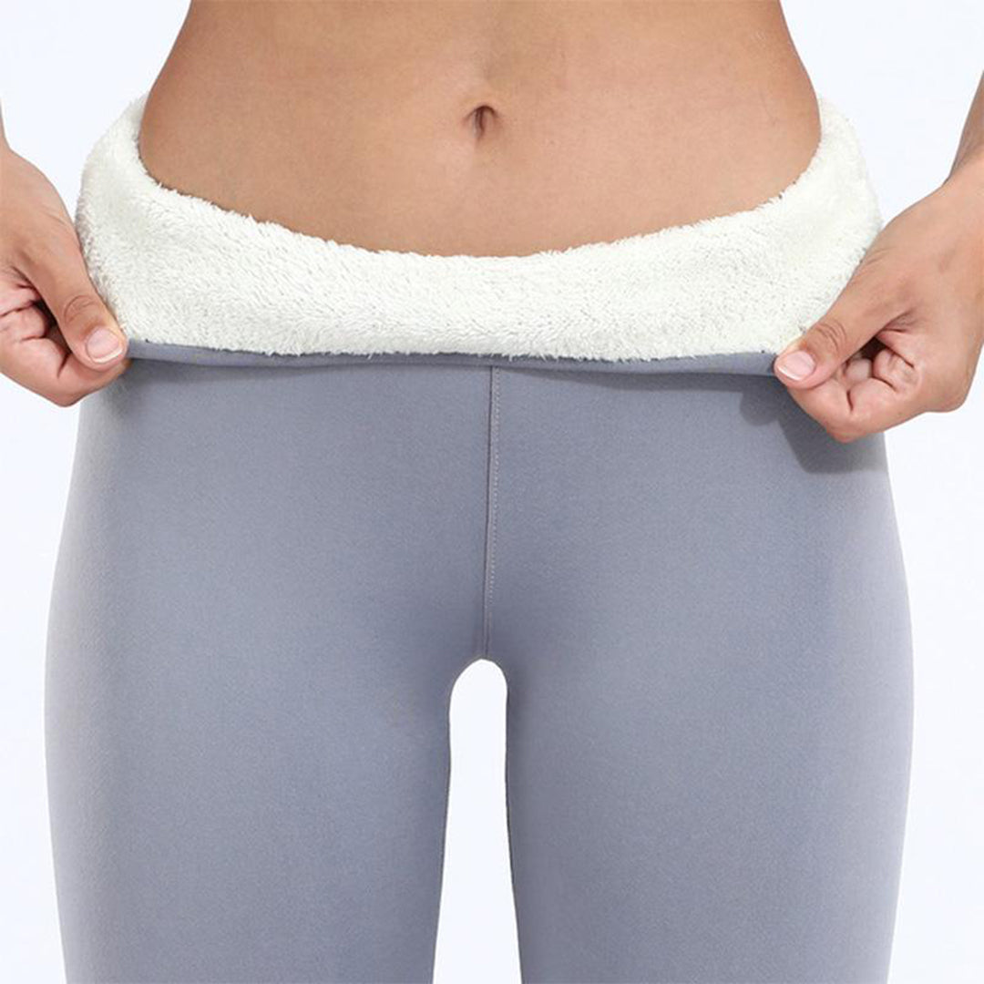 Light Gray Fleece-Lined Thermal Leggings