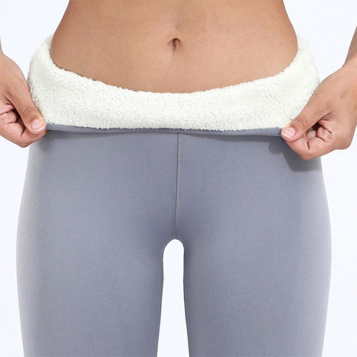 Light Gray Fleece-Lined Thermal Leggings