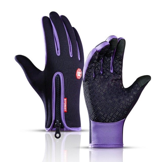 Purple Fleece-Lined Touchscreen Winter Gloves front view
