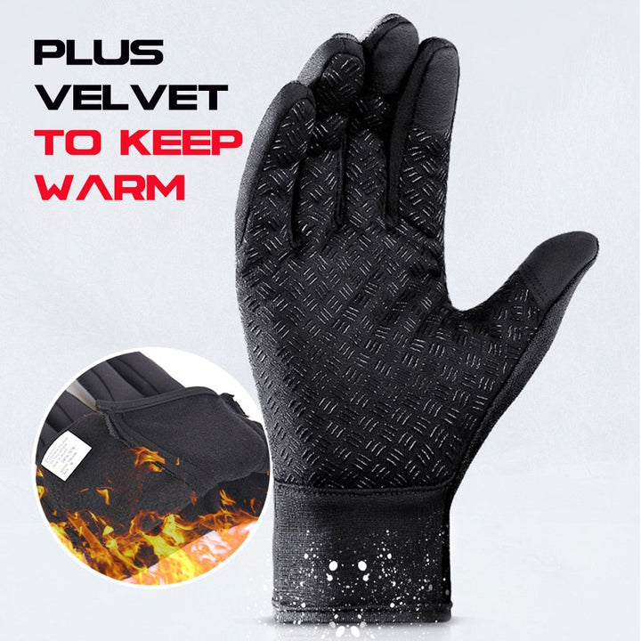 Black Fleece-Lined Touchscreen Winter Gloves fleece lining detail