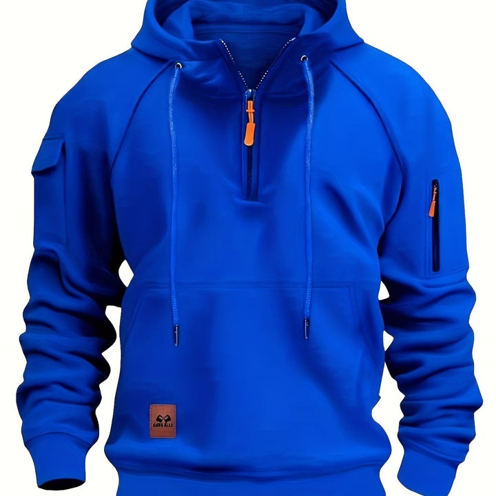 Blue Fleece Quarter Zip Hoodie