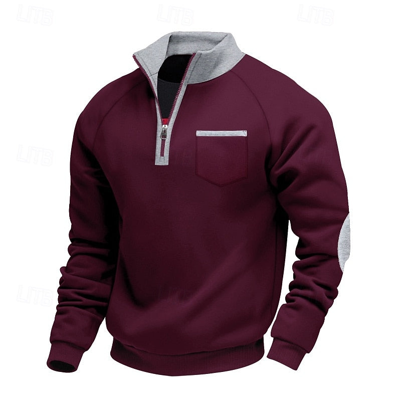 Wine Fleece Quarter-Zip Sweatshirt front view