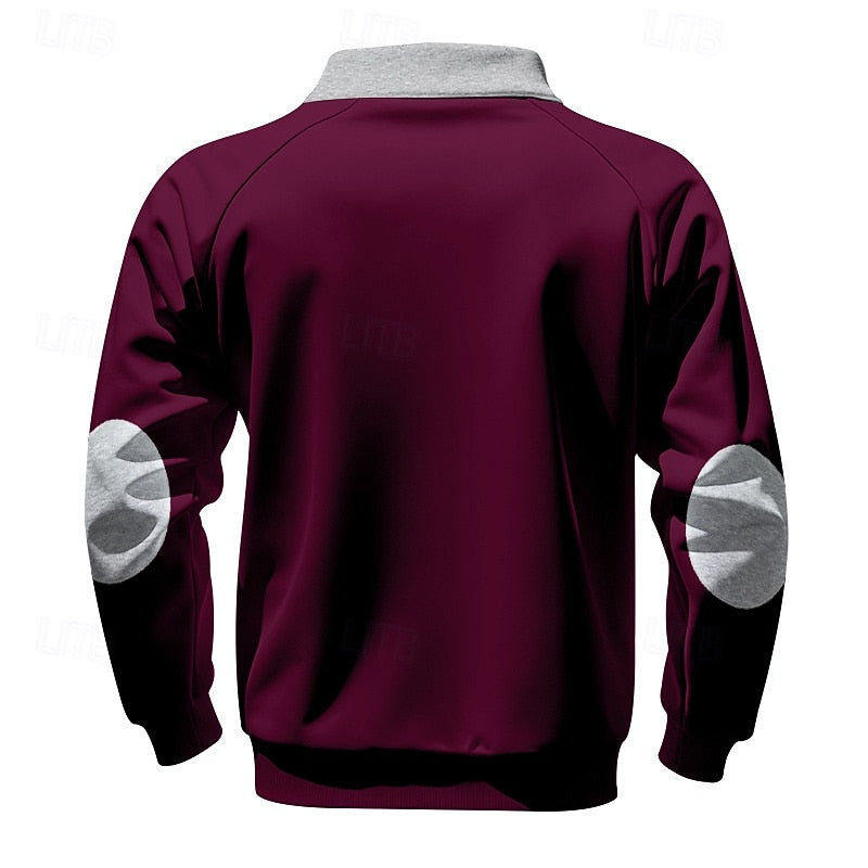 Wine Fleece Quarter-Zip Sweatshirt back view