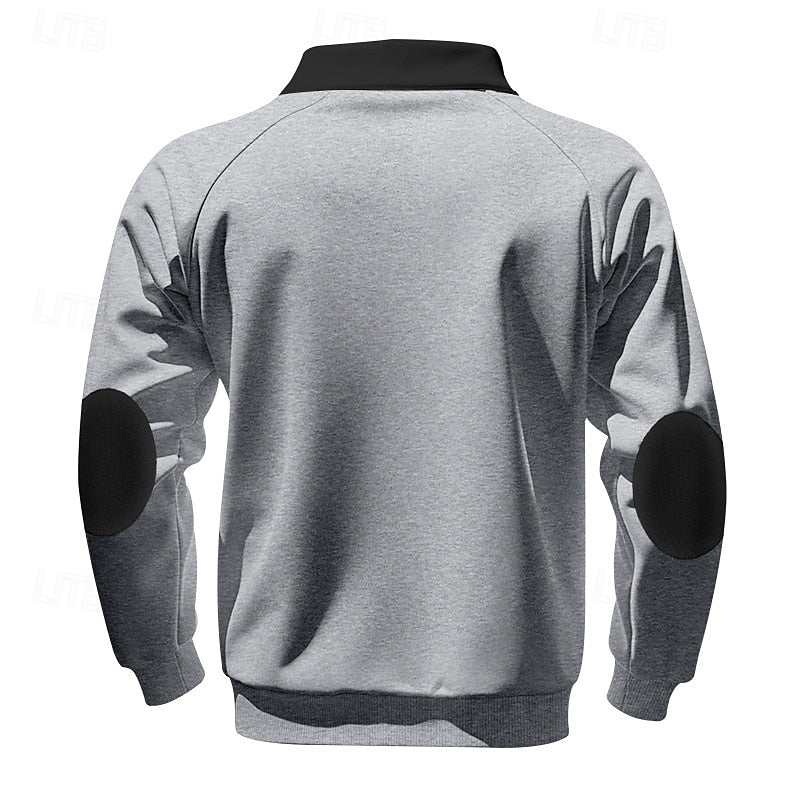 Light Grey Fleece Quarter-Zip Sweatshirt back view