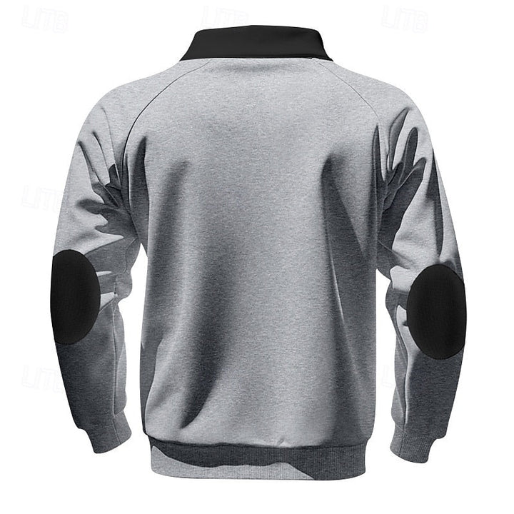 Light Grey Fleece Quarter-Zip Sweatshirt back view