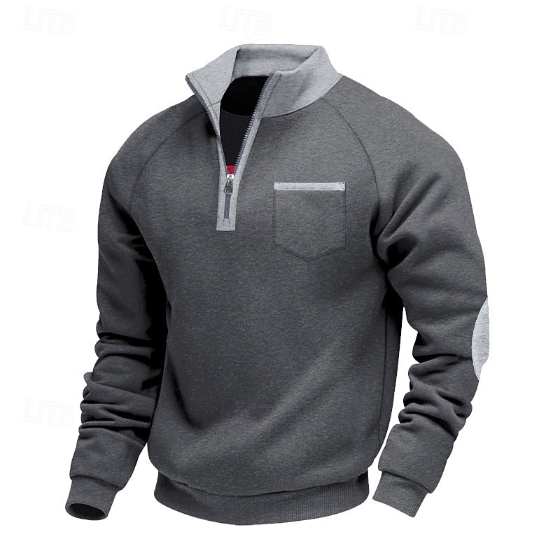 Dark Gray Fleece Quarter-Zip Sweatshirt front view