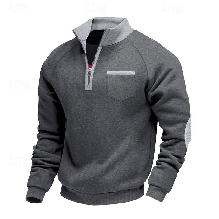 Dark Gray Fleece Quarter-Zip Sweatshirt front view