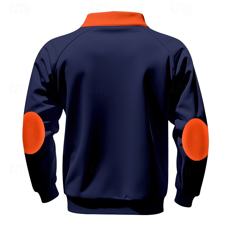 Navy Blue Fleece Quarter-Zip Sweatshirt back view