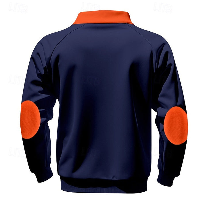 Navy Blue Fleece Quarter-Zip Sweatshirt back view