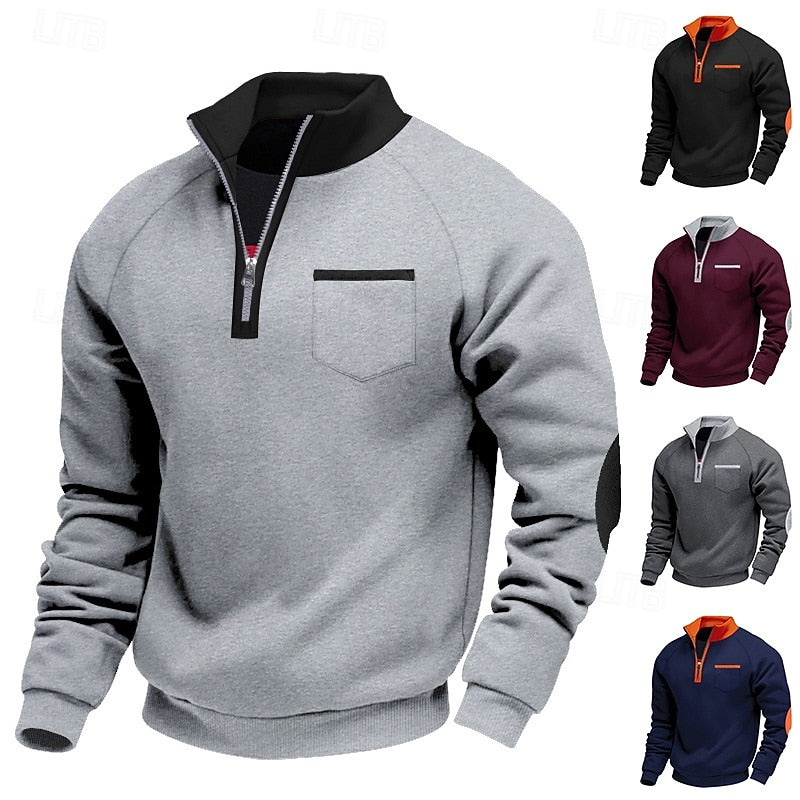 Light Grey Fleece Quarter-Zip Sweatshirt with color options