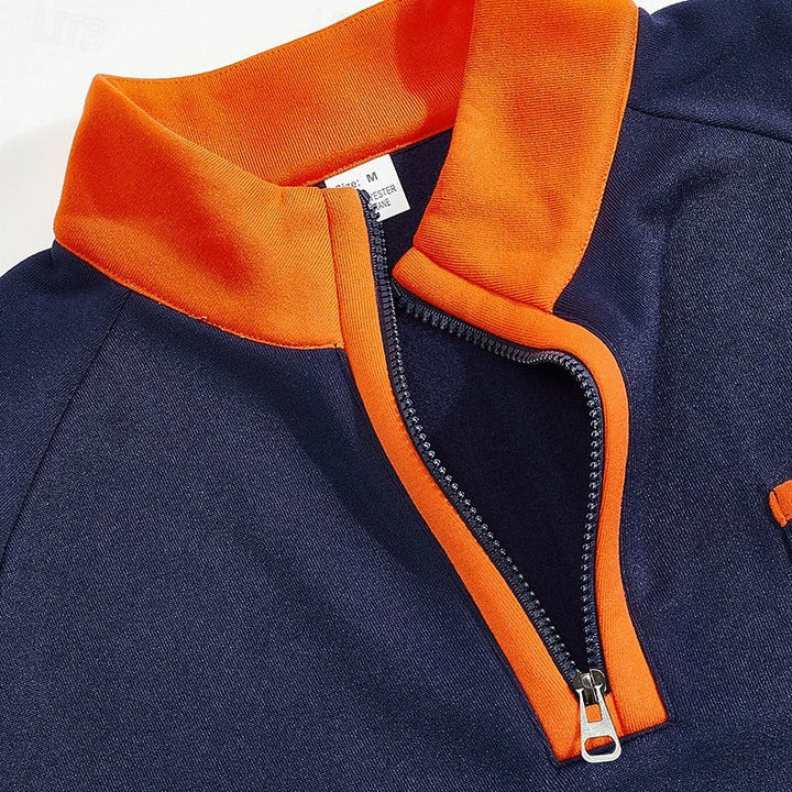 Fleece Quarter-Zip Sweatshirt contrast collar and zip detail