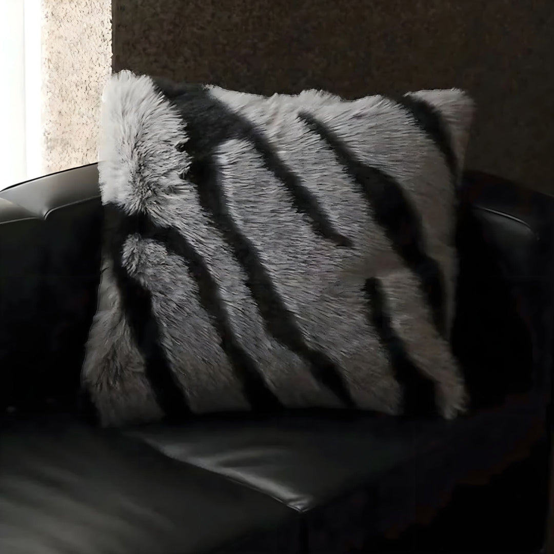 Fluffy Faux Fur Throw Pillow lifestyle setting