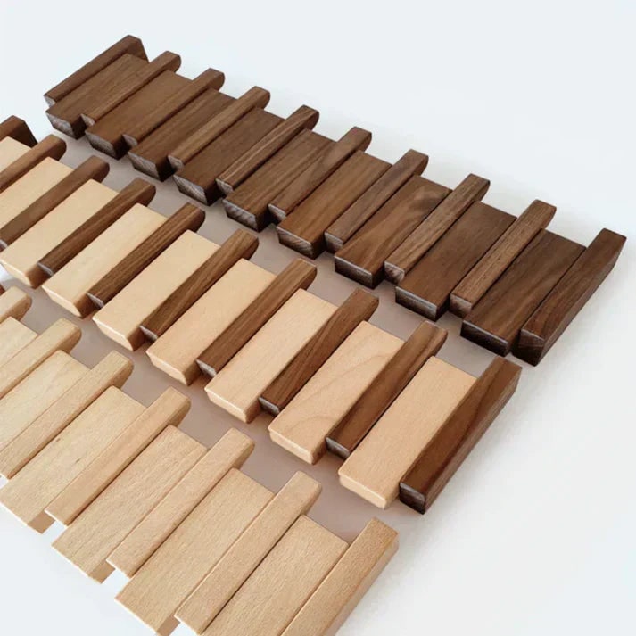 Folding wooden coat rack hook mechanism detail