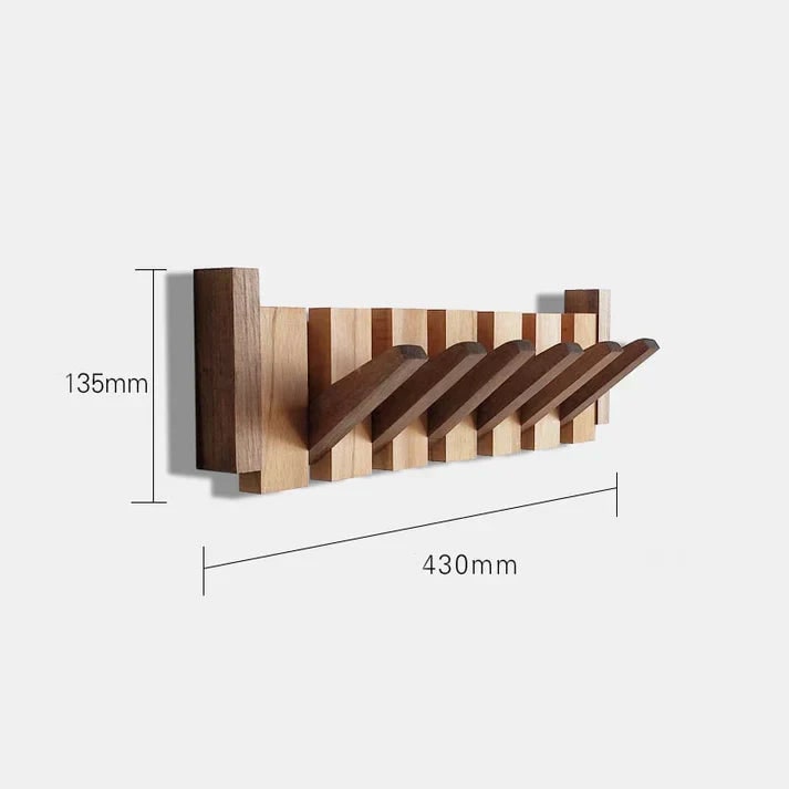 Folding wooden coat rack wood grain detail