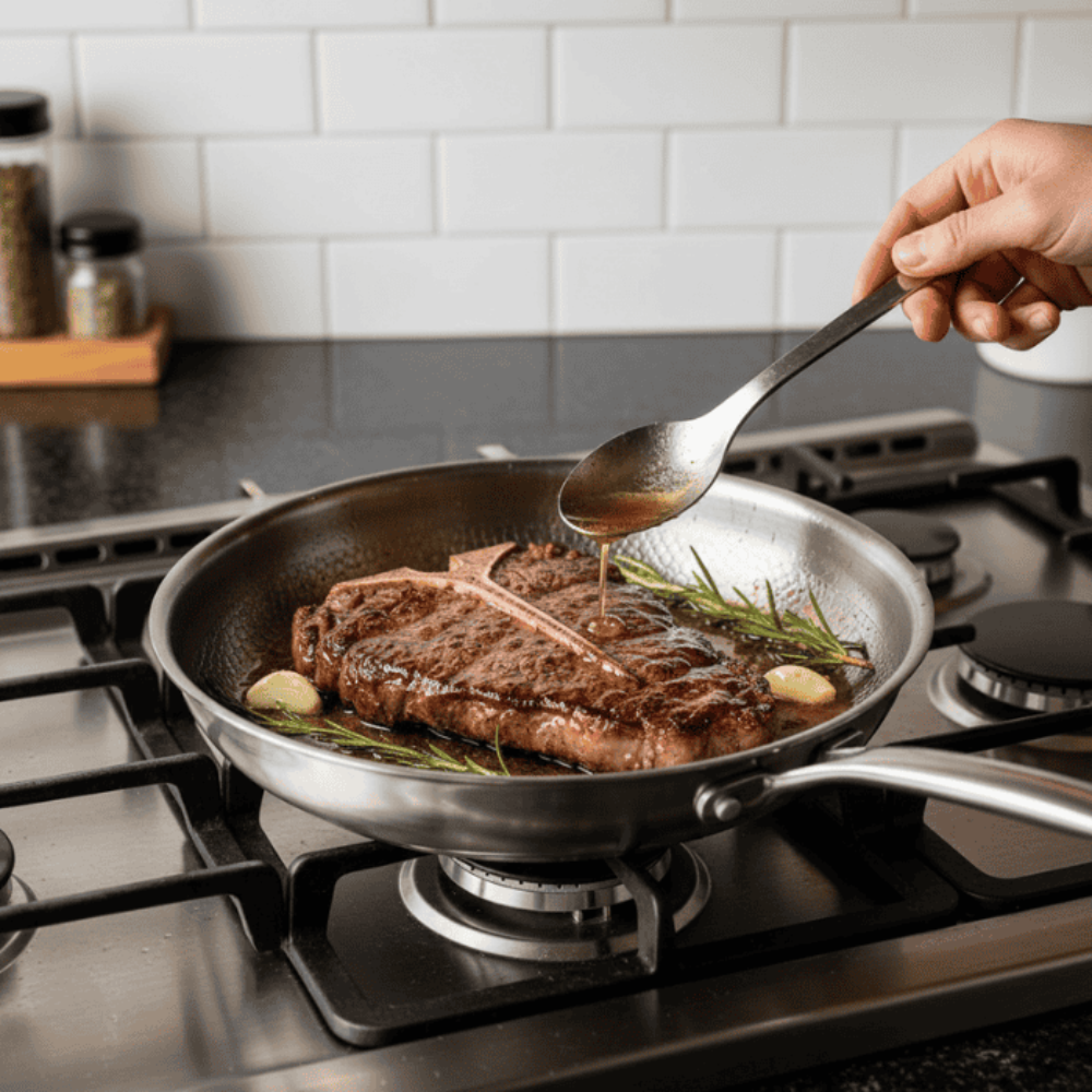 Titanium Stainless Steel Frying Pan front view