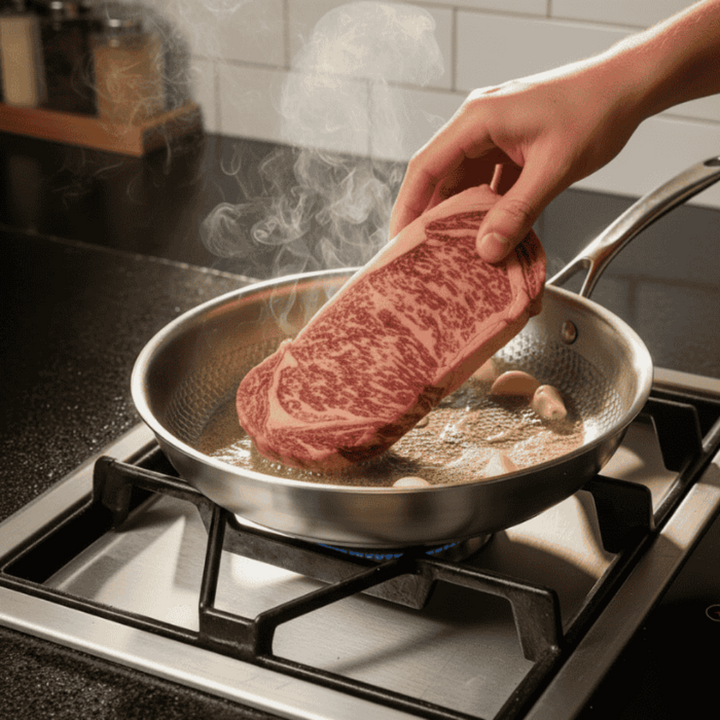 Titanium Stainless Steel Frying Pan lifestyle in use