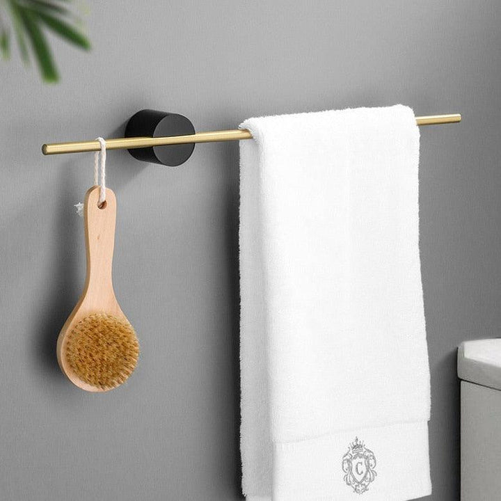 Black & Gold Freestanding Brushed Aluminum Towel Rack front view
