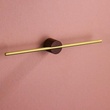 Wood & Gold Freestanding Brushed Aluminum Towel Rack front view