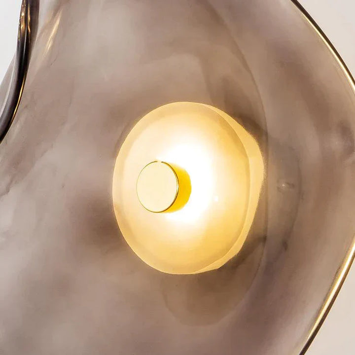 Smoke Grey Frosted Glass Wall Sconce lit glow detail