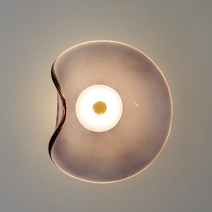 Frosted Glass Wall Sconce lit glow detail