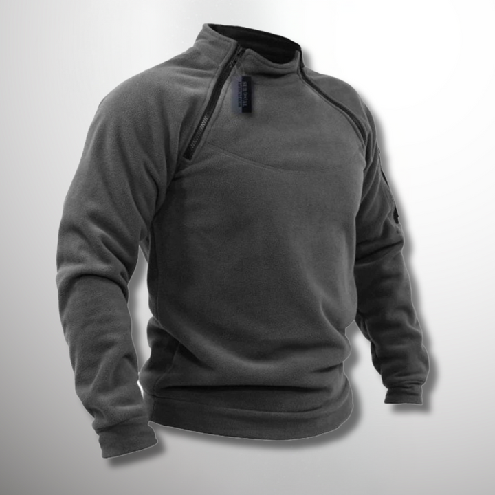 Dark Gray Funnel-Neck Quarter Zip Sweater front view