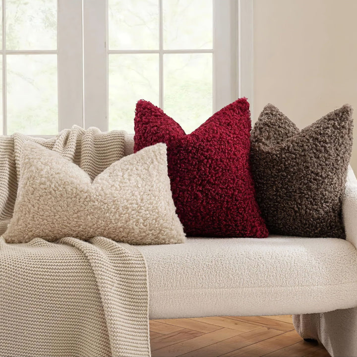 Fuzzy Faux Fur Pillow Cover on sofa lifestyle