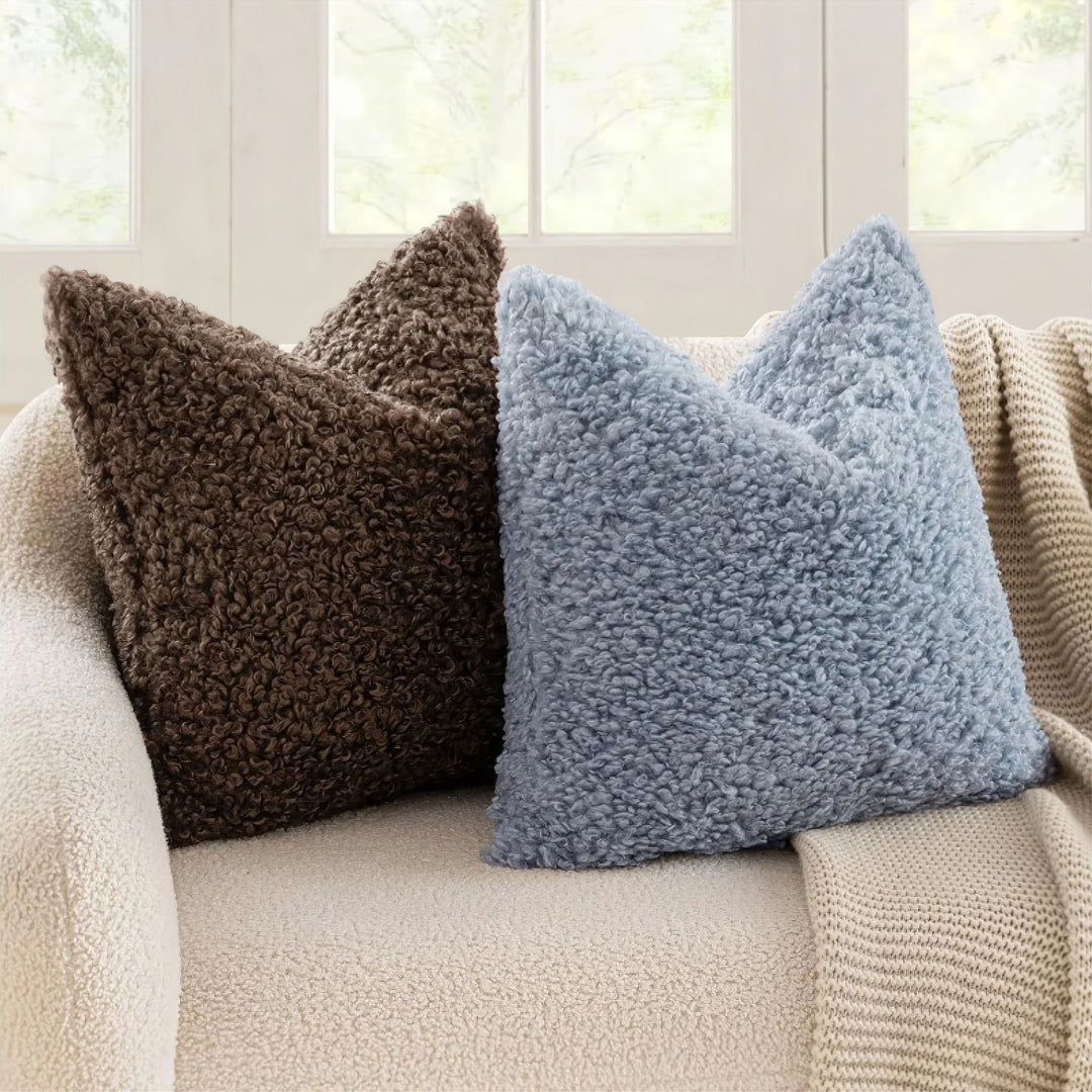Fuzzy Faux Fur Pillow Cover color options display