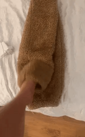 Brown Fuzzy Teddy Fleece Over-the-Knee Socks soft lining detail