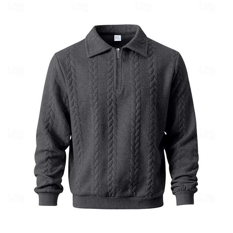 Cable-Knit Polo Quarter-Zip Sweater