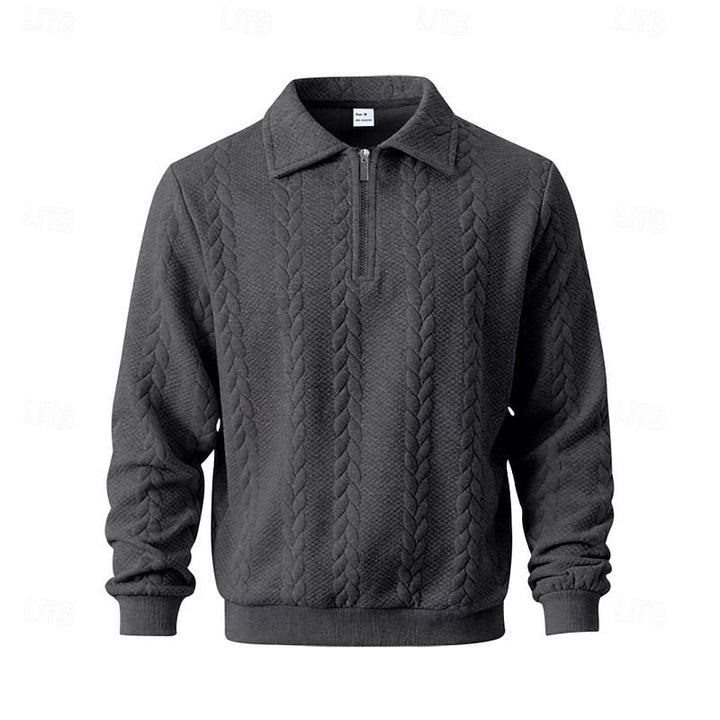 Cable-Knit Polo Quarter-Zip Sweater