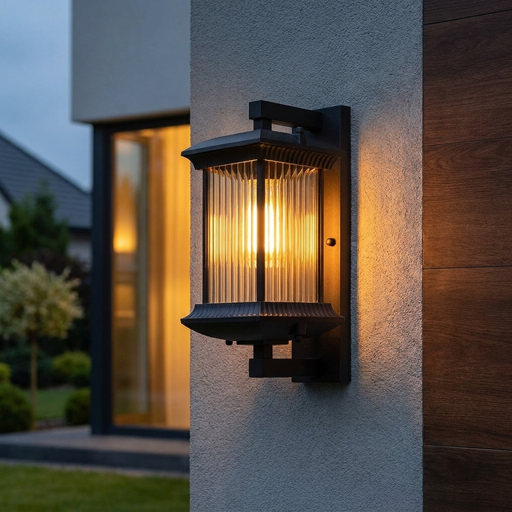 Fluted Glass Outdoor Wall Lamp